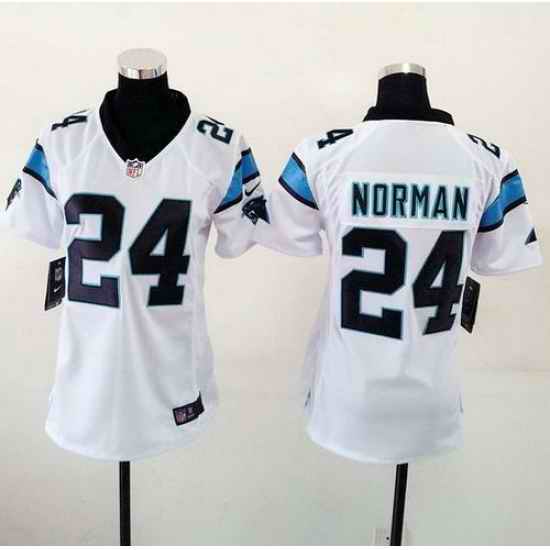 Nike Panthers #24 Josh Norman White Womens Stitched NFL Elite Jersey